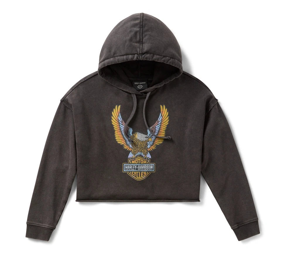 Women's Neon Eagle Cropped Pullover Hoodie